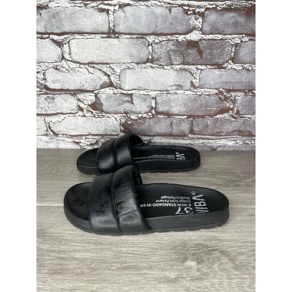 VIBA Porto Preto Black Leather Portugal Slides Sandals Women’s Sz 37EU/6.5M US - Picture 5 of 16